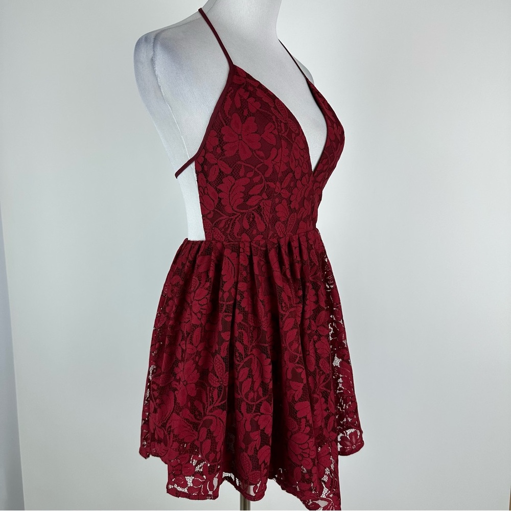 NBD X Revolve Red Lace Get Out Dress Medium - Picture 5 of 16